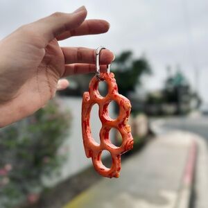 Conversation Horror Piece Knuckle Duster Keychain made of Clay Sealed with Resin